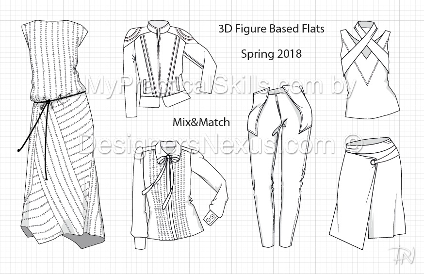 3D based flat fashion sketches 